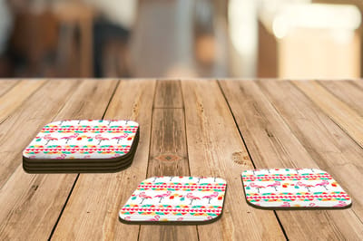 Onderzetters voor glazen - Flamingo - Zomer - Cocktail - Patroon - 10x10 cm - Glasonderzetters - 6 stuks