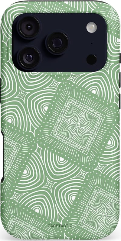 Casetastic hoesje geschikt voor Apple iPhone 17 Pro - MagSafe - Dubbellaagse bescherming - Groene Mandala - Fashion Case - Saliegroen