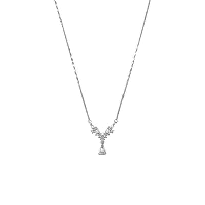 Lucardi - Dames Zilveren ketting met hanger druppel zirkonia - Ketting - 925 Zilver - Zilverkleurig - 48 cm