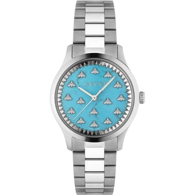 Gucci YA1265044 G-Timeless Unisex horloge met turquoise wijzerplaat