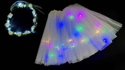 LED Rokje/Tutu en Tiara Mini Set - Wit