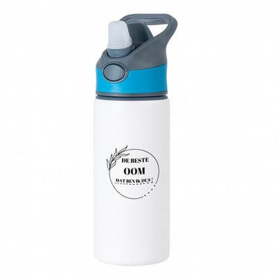 Hacebo® - de beste oom dat ben ik dus waterfles met rietje blauw - Oom - de beste oom - liefste oom - verjaardag - cadeau - kado - bedankje - geschenk - water fles - 650ML