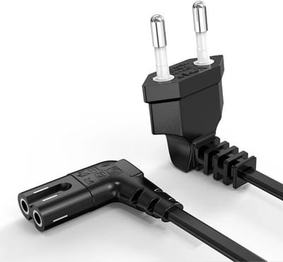 Allecto - Eu Netsnoer 2-pins Stekker Haaks - Stroomkabel voor Tv