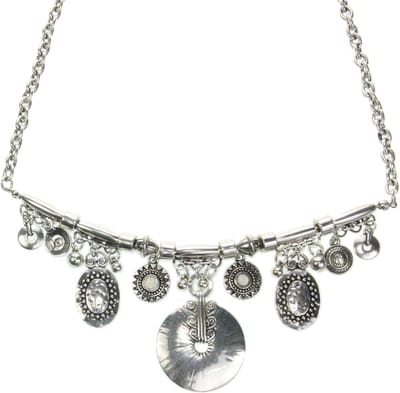 Behave - Vintage ketting met hangers - Boho stijl - Zilverkleur - Nikkelvrij