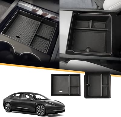 Organiser Tray voor Tesla Model 3 2024 en 2025 - Voorste en Achterste Console, Glove Compartment Accessoires, Set van 2 voor Optimaal Gebruik van Ruimte