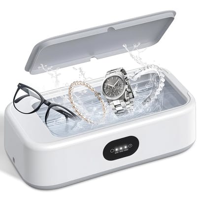 Ultrasoon Reiniger - Reinigingsmachine - Sieradenreiniger - Ultrasoon reiniger voor brillen - Brillenreiniger - 640 ml - 49 kHz - 48 W - Met digitale displaystanden - Voor ringen - Sieraden - Brillen - Sleutels - Scheerkoppen - Wit