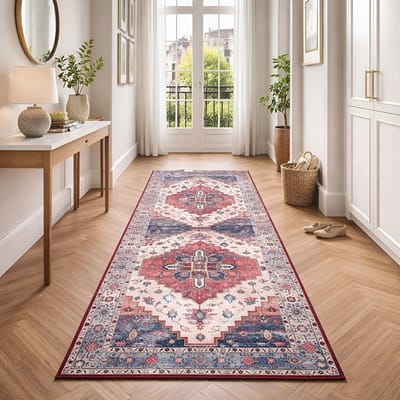 Lavandoux - Tapijtloper - Agadir - Blauw en Terracotta - 80 x 200 cm
