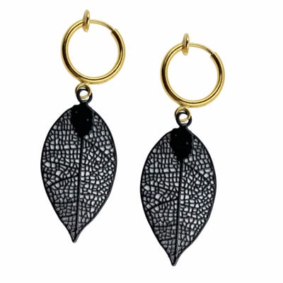 Klem oorbellen-Filigraan-Zwart-Goudkleurige-geen gaatje-Charme bijoux