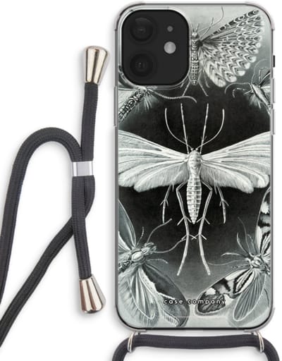 Case Company® - Hoesje met koord geschikt voor iPhone 12 hoesje met Koord - Haeckel Tineida - Telefoonhoesje met Zwart Koord - Bescherming aan alle Kanten en Over de Schermrand