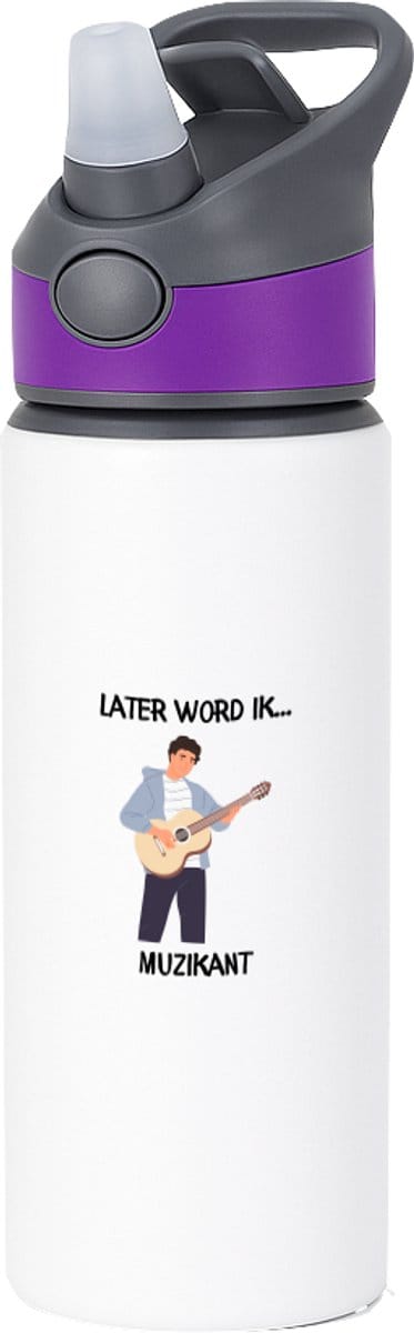 Hacebo® - Later word ik muzikant waterfles met rietje paars - Muziek - Muziekanten - Muzikante - gitarist - zanger - zangeres - drummer - componist - performer - water fles - 650ML