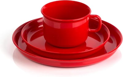 Kinderservies Set Rood - Mok, Schotel en Bord van Kunststof