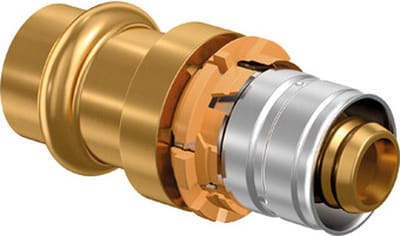 Uponor S-Press - Overgangskoppeling - edelstaal koper - met perscontour - V25-22CU-SST