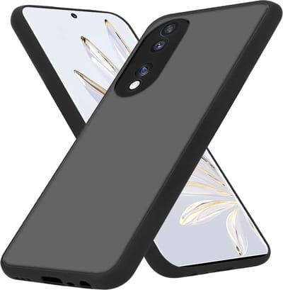 Cadorabo Hoesje geschikt voor Honor 70 in MATT ZWART - Hybride beschermhoes met TPU siliconen Case Cover binnenkant en matte plastic achterkant