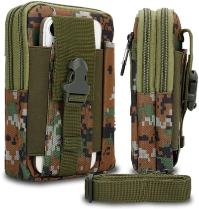 Hoesje geschikt voor Alcatel 1S 2020 in groene camouflage tactische mobiele telefoon molle EDC etui compatibel schoudertache militaire riem case cover