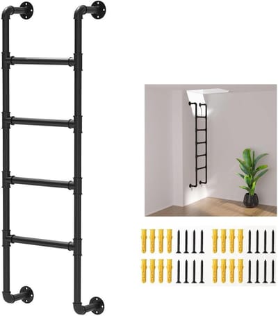 Metalen Zolderladder - Keldertrap Huisraamladder - Veilige Toegang Creëren - Stevig Smeedijzer Ontwerp - 100-300 cm Verstelbaar