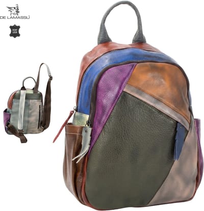 DE LAMASSU® Kleine Leren Rugzak Dames – Compacte Rugtas van Echt Leer – Veilig Achtervak – 2 Zijvakken – Dagrugzak voor Werk, Reizen en Dagelijks Gebruik