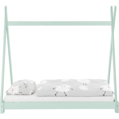 Kinderbed Tipi 70x140 cm mint van grenenhout incl. matras H-10cm houten bed met lattenbodem ML design