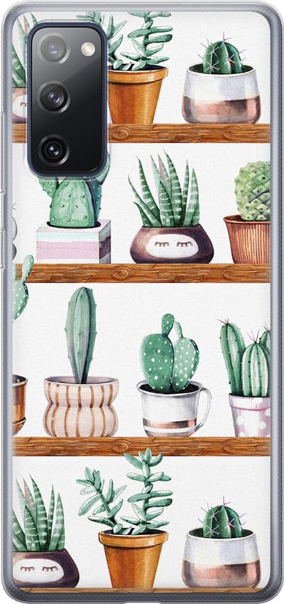 Leuke Telefoonhoesjes - Hoesje geschikt voor Samsung Galaxy S20 FE - Cactus - Soft case - TPU - Planten - Groen