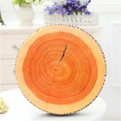 Natuurlijke ronde stronk sierkussen, 3D digitale print comfortabel hout log kussen, grappige schattige houten kofferbak kussens stomp cilinder vloerkussen voor thuis sofa woonkamer decor (B)