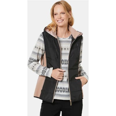 Sportief vest met vele details - zwart / beige - Gr. 19 van Goldner Fashion