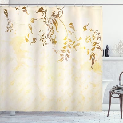 ABAKUHAUS – beige douchegordijn – vintage-ornament – 175 x 200 cm