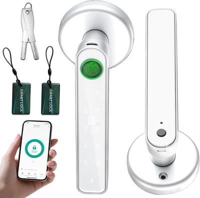 Slim Vingerafdrukdeurslot 5-in-1 - Moderne Digitale Handgreep met APP, Vingerafdruk, IC-kaart, Code en Sleutels voor Thuis en Kantoor - Chroom