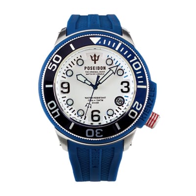 KIENZLE Horloge - Poseidon24 - Quarz UP703 - Waterdicht tot 15 ATM - Wijzerplaat Wit - Polsband Staalblauw