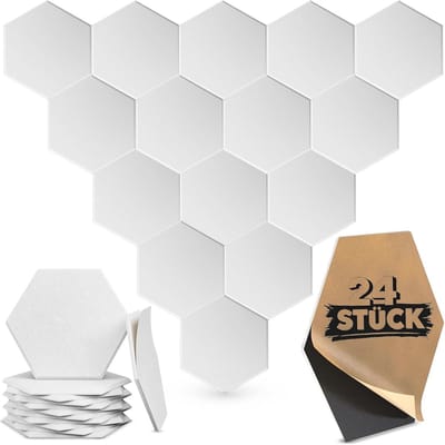 Zeshoekige Akoestische Panelen - Geluidsisolatie Platen voor Wand- en Plafonddecoratie - 24 Stuks in Wit