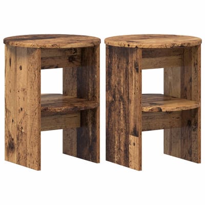 vidaXL - Bijzetkast - 2 - st - Oudhout - Ø40 - x - 50 - cm - Geconstrueerd - hout