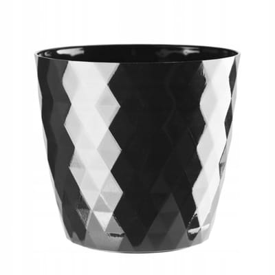 Galicja Cristal Serie - Plastic Bloempot - Zwart - 14 cm - Ovaal