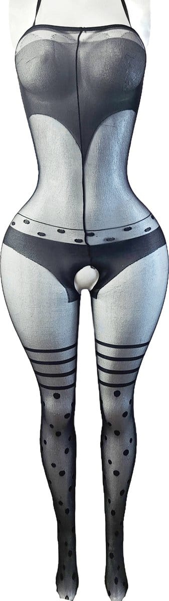 BamBella ® - Panty pak -Onesize - body suit - Dames - Onesize - Erotische jumpsuit van kant lingerie zwart