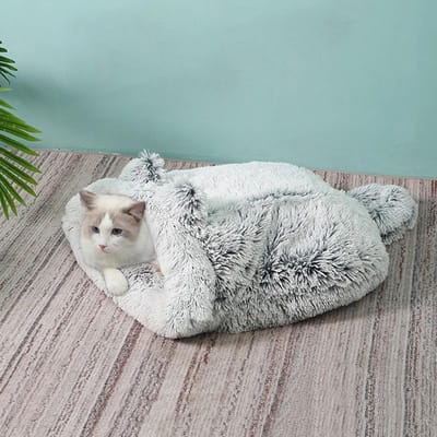 Pluche Tas Kat Schuilplaats Huis Winter Warm Mat Kleine Dieren Puppy Huis Kat Slaapbed Hondenkennel Huisdierbed Huizen En Habitats 55 x 55cm white