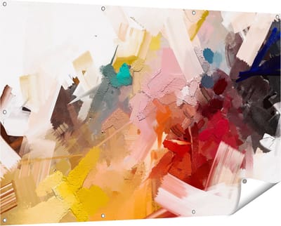 Gards Tuinposter Abstracte Kunst - Kleurrijke Olieverf - 150x100 cm - Tuindoek - Tuindecoratie - Wanddecoratie buiten - Tuinschilderij