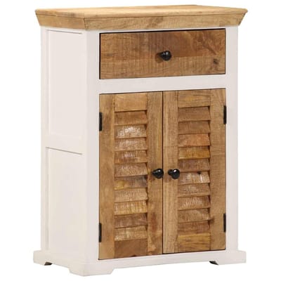 vidaXL - Dressoir - 55x30x73 - cm - massief - ruw - mangohout - wit - en - bruin