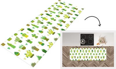 Keukenloper - Loper keuken - Vetplanten - Patronen - Cactus - 150x50 cm - Keukenloper vinyl