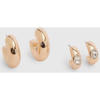 boohoo Dames Dikke Creolen Oorbellen 2-pack | Goud