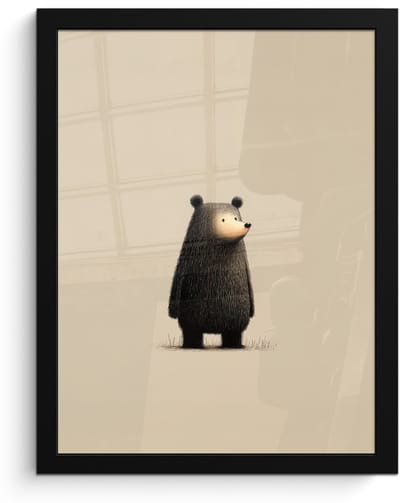 Poster in lijst - Fotolijst 30x40 cm - Posters - Beer - Donkerbruin - Minimalistisch - Posterlijst zwart - Decoratie - Wanddecoratie woonkamer - Muurdecoratie slaapkamer