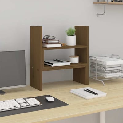 vidaXL - Monitorstandaard - (39-72)x17x43 - cm - grenenhout - honingbruin
