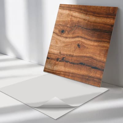 Wallfluent Vinyl Tegels - Natuurlijk Houtpatroon Zelfklevende Vinyltegels - 30 cm x 30 cm - Bruin Vinyl Tegels - 9 stuks - Vierkant PVC Tegels - Texturen Plaktegels - Vloer Tegels PVC - Plaktegels Keuken en Badkamer