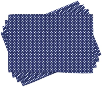 ABAKUHAUS marineblauwe placemats, retro stippenpatroon in marinekleuren, retro zee-inspiratie, tafeldecoratie van kleurvast stof voor eetkamer en keuken, marineblauw en wit