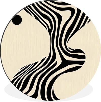 WallCircle - Wandcirkel - Muurcirkel - Beige - Lijnen - Golvend - Abstract - Aluminium - Dibond - 30x30 cm - Binnen en Buiten