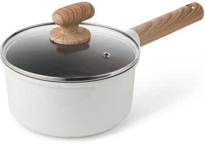 Alice by ISENVI Steelpan met Deksel - 18 cm - Keramisch - Koudgreep - Sauspan - voor o.a. Inductie - PFAS, PTFE Vrij - Beige