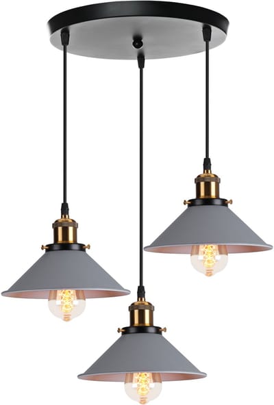 Hanglamp Modern Kroonluchter Industriële 3 Licht Plafondlamp voor Keuken Slaapkamer Woonkamer Grijs
