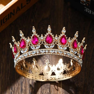 Baroque Alliage Goutte Couronne Tiare Mariage Mariée Accessoires Photographie de Mariage Cercle Complet Tiare de Cérémonie Adulte brown
