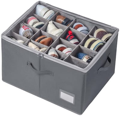 Dailygoods - Schoenenorganizer voor de kast, geschikt voor 16 paar, grote schoenopbergdoos, transparant en opvouwbaar, schoenendoos met versterkte handgrepen