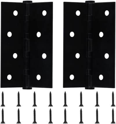 Dailygoods - 2 stuks roestvrijstalen deurscharnieren, scharnieren zwart met 16 stuks schroeven, 100 x 75 x 2,5 mm, scharnieren inklapbaar voor binnendeuren