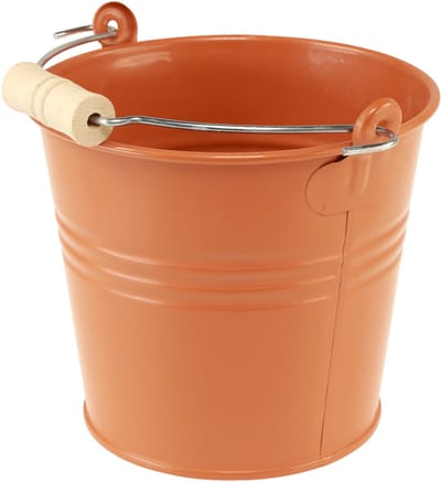 Decoratieve metalen emmer/plantenbak, oranje-bruin, Ø16 cm, H14,5 cm,