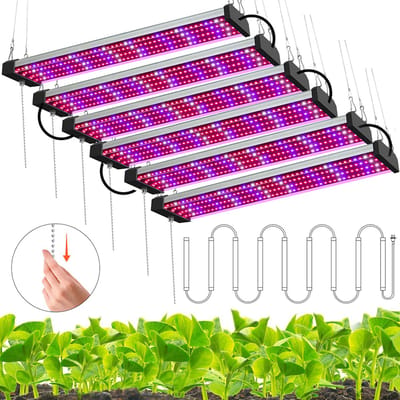 Rosnek LED Kweeklamp Volspectrum 30cm Klein - Verbindbare Groeilamp 10W & 58 LEDs - Met Trekschakelaar - voor Binnenplanten, Groei, Bloei & Vruchtvorming