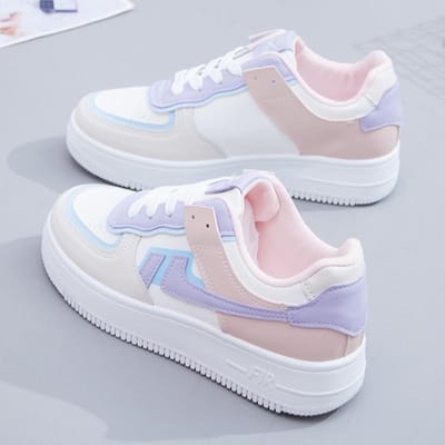 Lente en Herfst Mode Nieuwe Ronde Neus Dikke Zool Casual Comfortabele Ademende Sportschoenen met Willekeurige Letters op het Bovenwerk 39 white