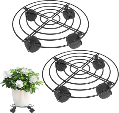 Set van 2 Plantrollers - Rond, 32 cm - Met Wielen en 360° Rotatie